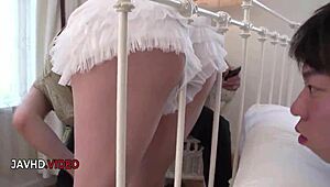 Yu Shinoda joins hot japanese threesome, slurps cocks and toys her pussy for massive cumshots
