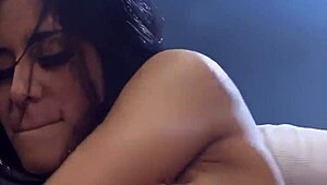 Fucking that slutty brunette's tight holes in fishnets feels amazing