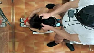 I'm bound on knees in nylon hood, throated hard then creampied