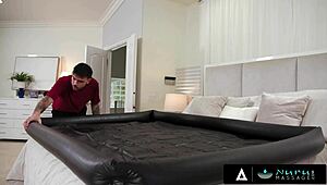 Ever wonder how naughty a cute ebony's first nuru massage gets?