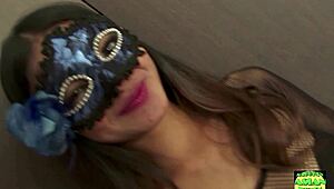 blindfolded brunette, feel that long prick drill your tight hole deep?