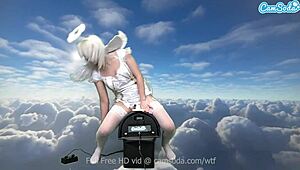 blonde ava sinclaire with heavenly shaved body rides sybian machine hard in roleplay masturbation
