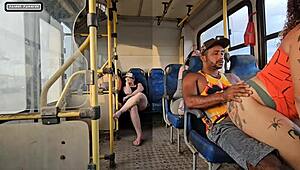 damn this married brunette teases stranger on bus till her juicy pussy gets black bbc pounding