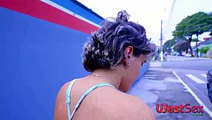 i grabbed this skinny latina street slut for lingerie doggystyle while cuckold works lol