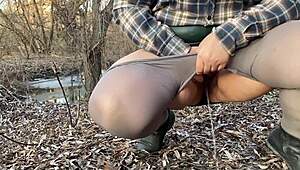 hey check out this mature curvy milf in pantyhose letting out her warm wet pussy stream