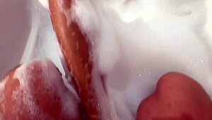 beautiful brazilian babe with tight pussy gets fucked hard in steamy bubble bath