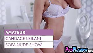 Super hot big tits MILF Candace Leilani strips from lingerie after steamy posing