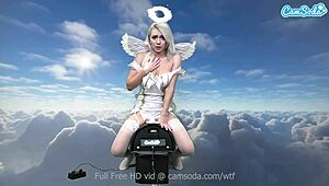 blonde ava sinclaire with heavenly shaved body rides sybian machine hard in roleplay masturbation