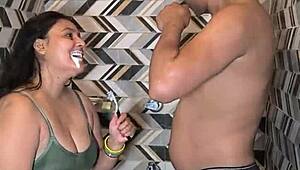 why rush when mature housewife deepthroats in bathroom before cum in mouth?