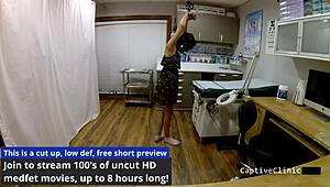 backstage with sandra chappelle blindfolded in handcuffs moaning as she spreads shaved pussy in latex gloves humiliation