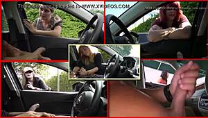 passenger gets intense blowjob handjob right in public car