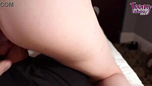 Submissive celestina blooms spreads wet pussy lips for boss's deepthroat and missionary creampie