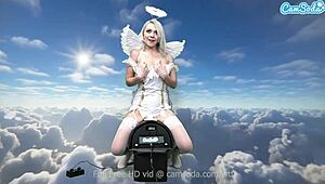 blonde ava sinclaire with heavenly shaved body rides sybian machine hard in roleplay masturbation