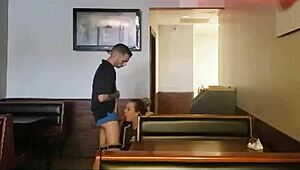 wife sneaks boss deepthroat doggystyle cheat at restaurant work!!