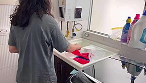 wet latina asses grinding silently in kitchen
