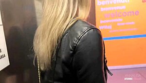 Blonde Slut Risks Public Deepthroat Swallow