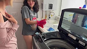 wet latina asses grinding silently in kitchen