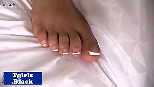 tattooed black tgirl closeup jerkoff piercing tease