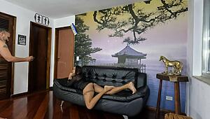 Renata Silva strips naked in lingerie for her first porn webcam debut with wet tight pussy