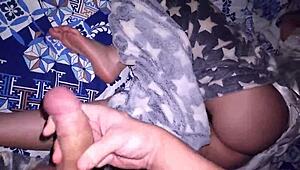 dude, jerking off to stepmom asleep post-party... cum all over her big tits!! 💦