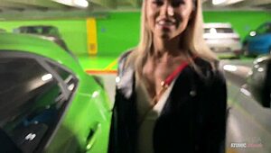 Blonde Slut Risks Public Deepthroat Swallow