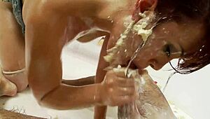 british redhead bitch slurps banana cream off dick then rides spooning cowgirl 🥒🍌