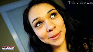 does petite sabrina's wet pussy drip while bent over for jizz facial?