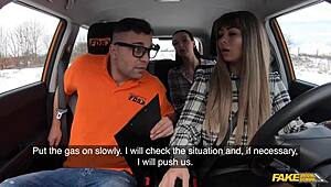 I can't believe these two czech babes with perfect tits and ass threesome me in driving school