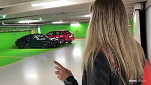 Blonde Slut Risks Public Deepthroat Swallow