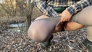 hey check out this mature curvy milf in pantyhose letting out her warm wet pussy stream