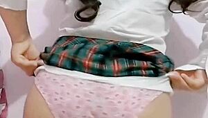 schoolgirl's juicy ass soaks panties from orgasm after school voyeur video