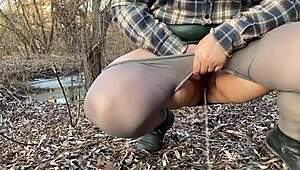 hey check out this mature curvy milf in pantyhose letting out her warm wet pussy stream