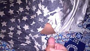 dude, jerking off to stepmom asleep post-party... cum all over her big tits!! 💦