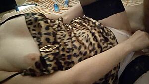Rose in satin panty spandex pants gets ass licked and fucked doggystyle pov with dirty french talk