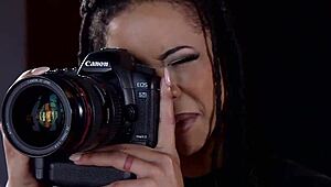 Ebony journalist bound tight in rough threesome BDSM submission