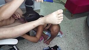 Milf rims step-nephew's ass at home