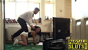 Teen SUBSLUT SPANKED BENT OVER then FACE FUCKED HARD in BONDAGE