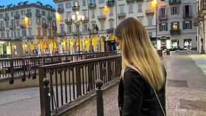 Blonde Slut Risks Public Deepthroat Swallow