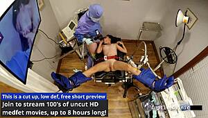 backstage with sandra chappelle blindfolded in handcuffs moaning as she spreads shaved pussy in latex gloves humiliation