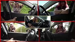 passenger gets intense blowjob handjob right in public car