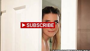 Stepdaughter spies stepdad's monster cock in shower craving deepthroat facial