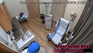 Mira Monroe's Petite Blonde Gyno Exam Spreads Shaved Pussy Anal Gaping Pierced Nipples!