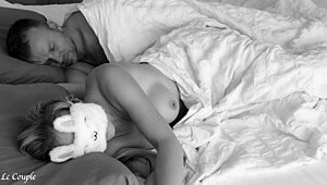Blindfolded wife wakes to husband's fingering orgasm then facial cumshot on pretty face