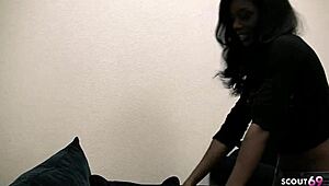 Black Ebony Teen Monica Foster's Tiny Tits Ass Take Monster Cock Casting Pound!
