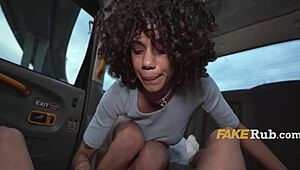 Curly Passenger Sucks Cock for Cab Ride in Backseat!