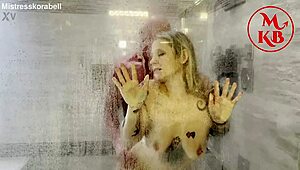 shower seduction drenches her in soaked teasing pussy play