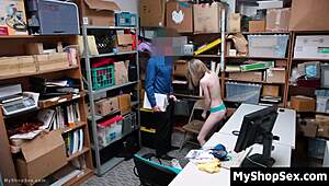 tiny thief bends for officer's cock to escape shop trap tight pussy