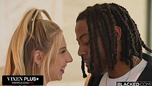 petite blonde cheerleader kait sneaks away from boyfriend to ride her big black cock crush doggystyle and missionary