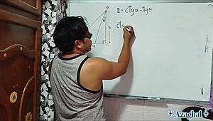 nerdy japanese student learns sexy math tangents from hot teacher in bedroom
