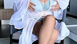 Obey your elegant goddess in POV domination as she fingers to big tits orgasm